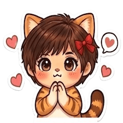 Cute cat girl stickers in Kansai dialect