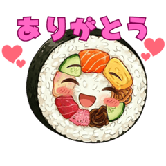 Cute thick sushi rolls stamps
