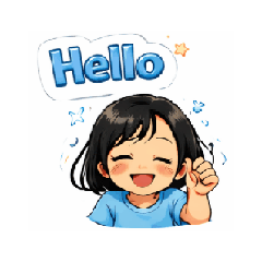 Hello Cute Girl Daily Greeting Stickers