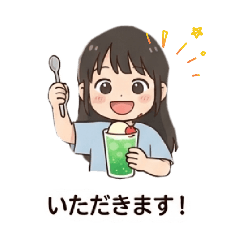 Sticker of a girl drinking melon soda