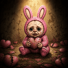 Creepy Cute Pink Bunny Baby Stickers