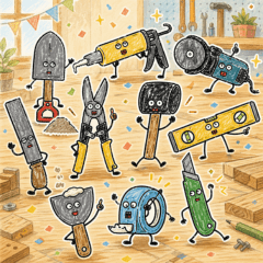 Surreal Hand Drawn Tool Stickers