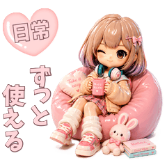 3D Cute Girl Daily Stickers