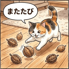 療癒美食！三毛貓與美味零食貼圖