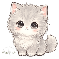 Fluffy Gray Cat Daily Japanese Greetings