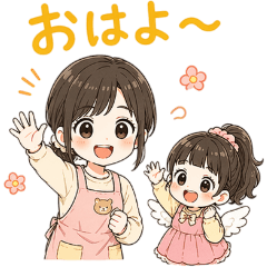 Sweet Mom & Cheerful Girl Stickers