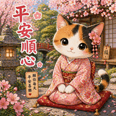 和風三花貓庭園日常貼圖