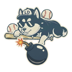 Baseball sticker featuring a dog