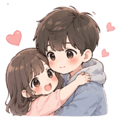 甜美粉彩女孩情侣