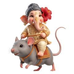 Lord Ganesha & hibiscus flower V2