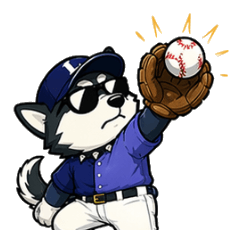 Baseball sticker featuring a cool dog_1