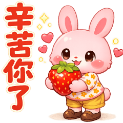 可愛粉粉兔--實用問候貼圖