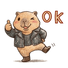 Hand-DrawnBikerCapybaras:Soft &ToughLife