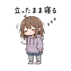 Sleepy Girl Lazy Daily Stickers