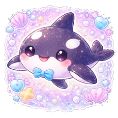 Shachi Kawaii Orca Stickers Blue