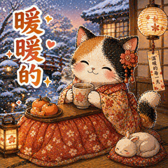和風三花貓庭園日常貼圖⑤ 冬日篇