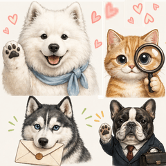 Polite Japanese Stickers Dog and Cat -2