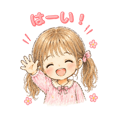 Cute little girl line Sticker