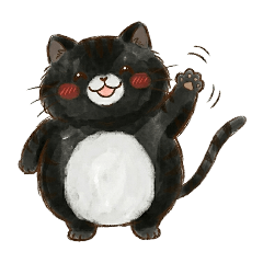 A stamp of a black cat named Nyantaro