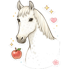 A gentle white horse elegant stamp2