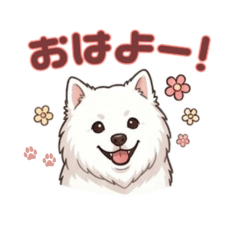 Fluffy Japanese Spitz Stickers
