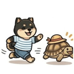 黑柴犬與烏龜的假日｜私服貼圖