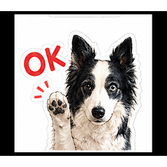 Monochrome Border Collie Stickers