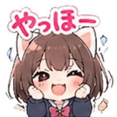Darukawa Neko JK: Cute Cat Girl Stickers