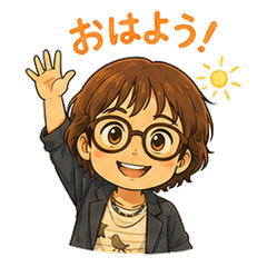 Curly Glasses Girl's Everyday Stickers