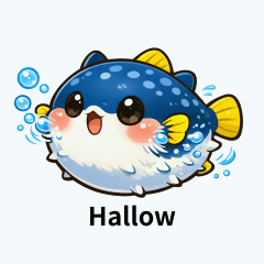 A gentle pufferfish character