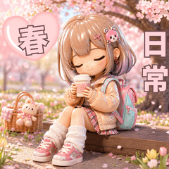 3D Spring Cute Girl Daily Stickers