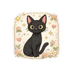 Embroidered Black Cat Stickers