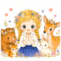 Yurufuwa Forest Girl & Animals 1