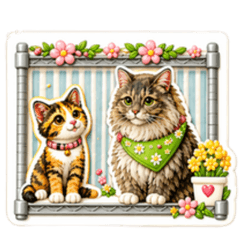 Cat Daily Sticker   GINTA and ASAHI