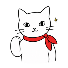 Polite Cat with a Red Scarf
