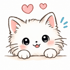Kanchan White Cat Stickers