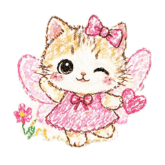 Crayon Fairy Cats Cute Message Stickers