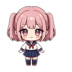 粉萌雙馬尾女孩自製貼圖