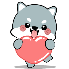 Cute Grey Dog : Animated Stickers