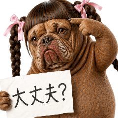 Japanese stickers of bulldog