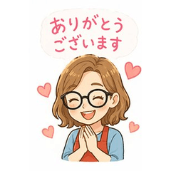 Glasses Girl's Sweet Polite Stamps