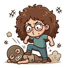 A cute girl with fluffy hair.