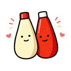 Mayo Ketchup Cute Food Stickers