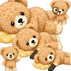 Fluffy Bear Family and Work Stickers