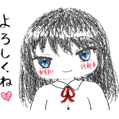 Cute Black Hair Anime Girl Stickers