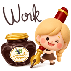 [3D] Girly-chan: Work Stickers