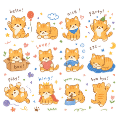Orange cat in crayon style.