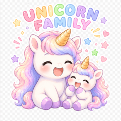 Cute Pastel Unicorn Family Stickers