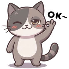 Yurudara Gray Cat 2 Emotional Stickers