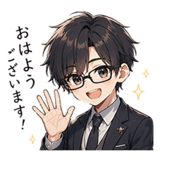 Chibi Boy with Glasses - 16 Stickers